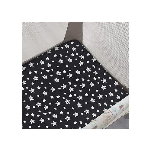  Mini Crib Sheets, 2 Pack Pack and Play Sheets, Stretchy Playard Fitted Sheet, Compatible with Graco Pack n Play, Soft and Breathable Material, Grey & Black