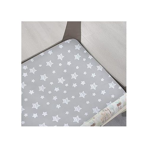  Pack and Play Sheets Girl, Mini Crib Sheets, Stretchy Pack n Play Playard Fitted Sheet, Compatible with Graco Pack n Play, Soft and Breathable Material, Grey & Pink