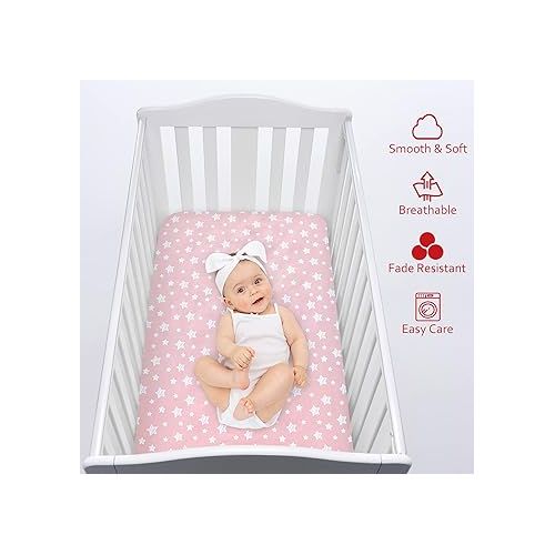  Pack and Play Sheets Girl Compatible with Graco Playard Playpen, 39