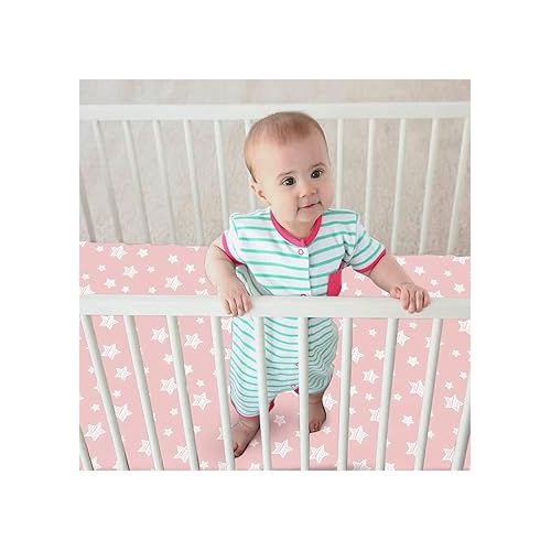  Pack and Play Sheets Girl, 4 Pack Mini Crib Sheets, Stretchy Pack n Play Playard Fitted Sheet, Compatible with Graco Pack n Play, Soft and Breathable Material, Pink