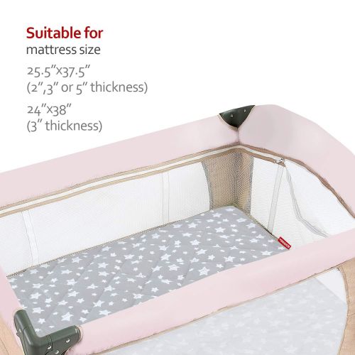  Moonsea Pack and Play Sheet Quilted, Breathable Thick Playpen Sheets, Lovely Print Mattress Cover 39×27×5 Fits Portable Mini Cribs, Suitable for Graco Play Yards and Foldable Mattress Pack