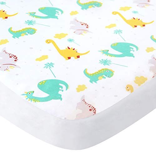  Moonsea Mini Crib Sheets Fitted Dinosaur for Playard Playpen, Pack and Play Sheets for Boys or Girls, Breathable and Soft Fabric Suitable for Graco Play Yards - Dinosaur Paradise