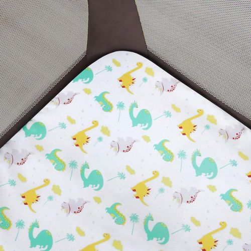  Moonsea Mini Crib Sheets Fitted Dinosaur for Playard Playpen, Pack and Play Sheets for Boys or Girls, Breathable and Soft Fabric Suitable for Graco Play Yards - Dinosaur Paradise