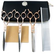 Moontay 6.5 Professional Pet Grooming Scissors Set, 3-Pieces Dog Cat Grooming Straight & Curved & Chunker Shears/Scissors with 1 Grooming Comb, 440C Japanese Stainless Steel Groomi