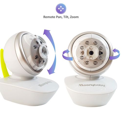  Video Baby Monitor 2 Cameras, Split Screen by Moonybaby, Pan Tilt Camera, 170 Degree Wide View Lens Included, 4.3 inches Large Monitor, Night Vision, Temperature, 2 Way Talk Back,