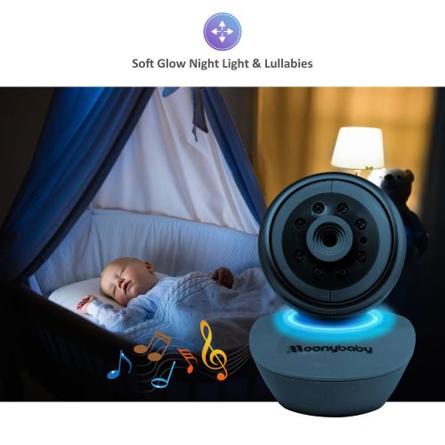  Video Baby Monitor 2 Cameras, Split Screen by Moonybaby, Pan Tilt Camera, 170 Degree Wide View Lens Included, 4.3 inches Large Monitor, Night Vision, Temperature, 2 Way Talk Back,