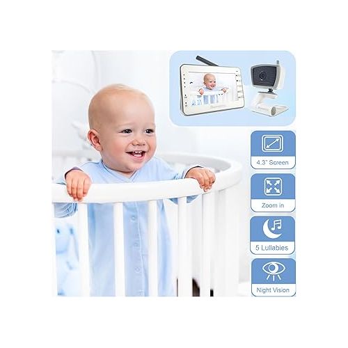  MoonyBaby Baby Monitor with Camera and Audio, No WiFi, 4.3