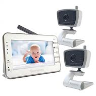 [아마존베스트]Moonybaby Video Baby Monitor with 2 Cameras for 2 Rooms, 4.3 Inches Big Screen, No WiFi, Long Battery Life, Power Saving Mode, Voice Activation, Auto Night Vision, Temperature Monitoring, 2-