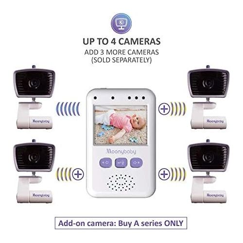  [아마존베스트]Baby Monitor with Camera and Audio by Moonybaby, Long Battery Life, Long Range, Non-WiFi, Color Screen, Auto Night Vision, 2 Way Talk Back, Zoom in, Power Saving and VOX, Voice Act