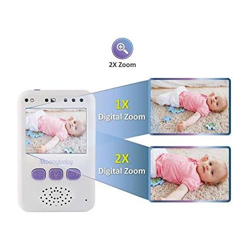  [아마존베스트]Baby Monitor with Camera and Audio by Moonybaby, Long Battery Life, Long Range, Non-WiFi, Color Screen, Auto Night Vision, 2 Way Talk Back, Zoom in, Power Saving and VOX, Voice Act