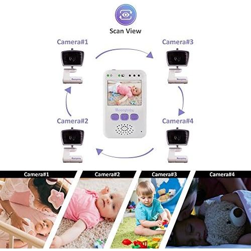  [아마존베스트]Baby Monitor with Camera and Audio by Moonybaby, Long Battery Life, Long Range, Non-WiFi, Color Screen, Auto Night Vision, 2 Way Talk Back, Zoom in, Power Saving and VOX, Voice Act