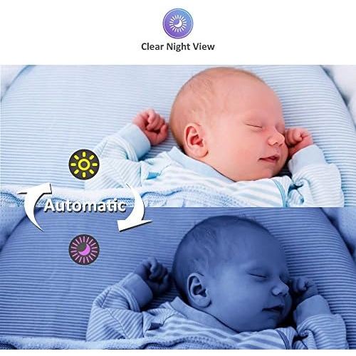  [아마존베스트]Baby Monitor with Camera and Audio by Moonybaby, Long Battery Life, Long Range, Non-WiFi, Color Screen, Auto Night Vision, 2 Way Talk Back, Zoom in, Power Saving and VOX, Voice Act