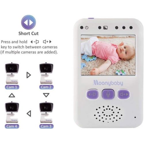  [아마존베스트]Baby Monitor with Camera and Audio by Moonybaby, Long Battery Life, Long Range, Non-WiFi, Color Screen, Auto Night Vision, 2 Way Talk Back, Zoom in, Power Saving and VOX, Voice Act