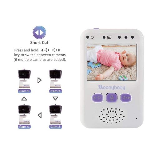  Moonybaby Handheld Compact Digital Video Baby Monitor, EasyCarry, Full Color Screen, AUTO Night Vision, Talk Back, Zoom-in, Long Range, Big Battery. Add-on Camera Available