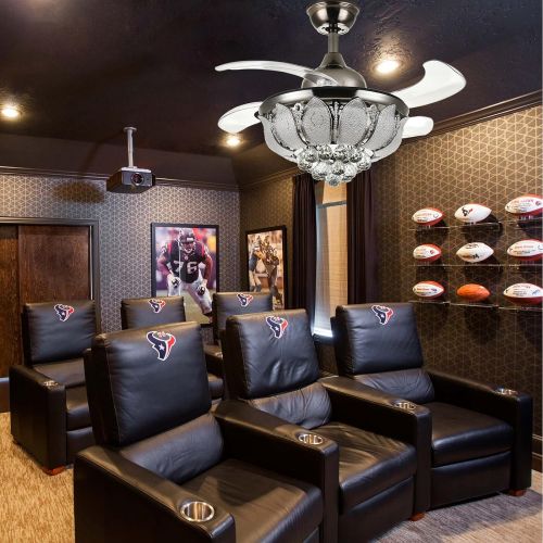  Moooni 36 Inch Fandelier Invisible Ceiling Fans with Lights and Remote Retractable Crystal Chandelier Ceiling Fan Stpeless Dimmable LED 3 Color Changing Black