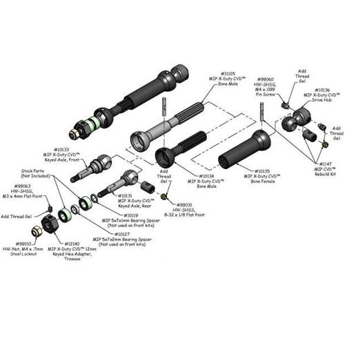  Moores Ideal Products 10130 X-Duty CVD Kit for Rear Traxxas Slash/Slash 4x4