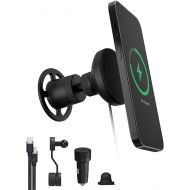 mophie Qi2 snap+ Magnetic Wireless Charging Vent Mount - Fast 15W Qi-Enabled Charger for iPhone 15/14/13/12, Universal Car Compatibility, 30W Car Charger Adapter Included, USB-C, Black