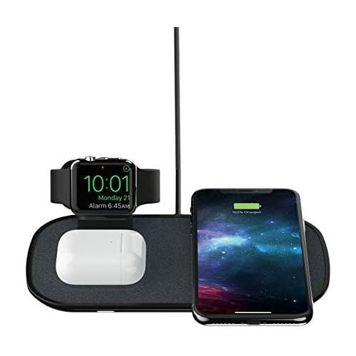  mophie 3 in 1 Wireless Charge Pad - Qi Wireless Charging Pad for Apple iPhone, Airpods, and Apple Watch - Black