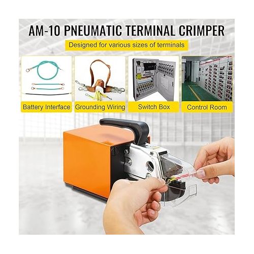  Vevor Pneumatic Crimper Plier Machine AM-10, Air Powered Wire Terminal Crimping Machine Crimping Up to 16mm2, Pneumatic Crimping Tool 0.4-1Mpa, for Many Kinds of Terminals - Amazon.com