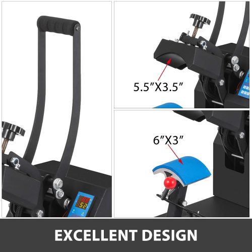  Mophorn Hat Press Machine 3.5X5.9 Inch Cap Press Heat Press Machine Professional Transfer Hat Press with 12000 Hours Life Digital LCD Timer and Temperature Control (350W)