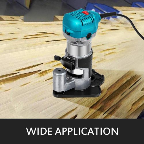  Mophorn Compact Router 1.25HP with Fixed Plunge and Offset Base, Variable Speed Wood Router Kit Max Torque 30,000 RPM For Woodworking & Furniture Manufacturing