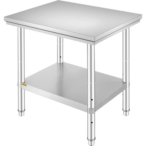  Mophorn Commercial Worktable & Workstation 24 x 30 x 32 Inch Stainless Steel Work Table Heavy Duty Commercial Food Prep Work Table for Home, Kitchen, Restaurant Metal Prep Table wi