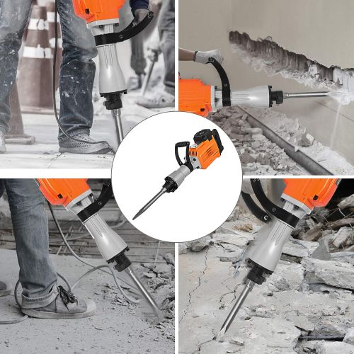  Mophorn 3600W Electric Demolition Hammer Heavy Duty Concrete Breaker 1800 BPM Jack Hammer Demolition Drills with Flat Chisel Bull Point Chisel (3600 W)