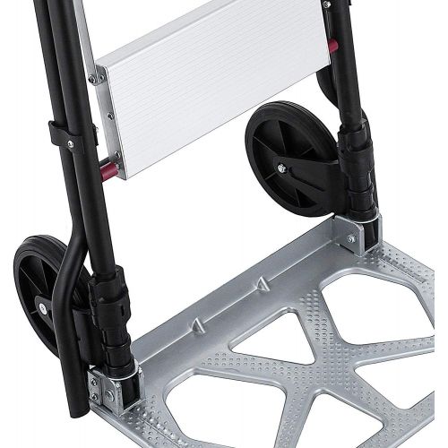  Mophorn Step Ladder 2-in-1 Convertible Aluminum Folding Step Ladder 175LBS Hand Truck Cart Dolly with Two Wheels (3-Steps)