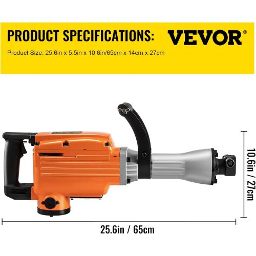  [아마존베스트]Mophorn 2200W Electric Demolition Hammer Heavy Duty Concrete Breaker 1400 BPM Jack Hammer Demolition Drills with Flat Chisel Bull Point Chisel (2200 W)