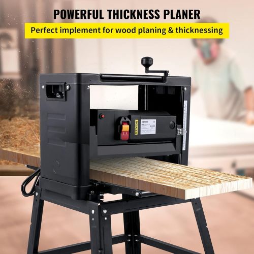  [아마존베스트]Mophorn Thickness Planer 12.5Inch Thickness Planer Woodworking 1500W Double Cutter Benchtop Thickness Planer 15 AMP With Stand Heavy Duty Dust Exhaust for Woodworking