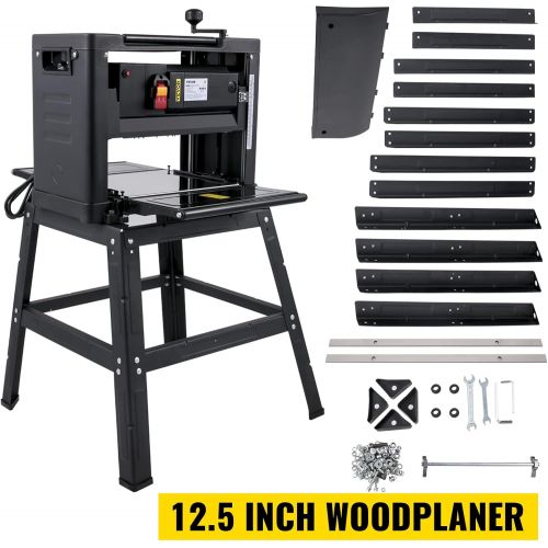  [아마존베스트]Mophorn Thickness Planer 12.5inch Thickness Planer Woodworking 15AMP Double Cutter Benchtop Thickness Planer 1500W with Free 1 Set Blade and Stand Heavy Duty Dust Exhaust for Woodw