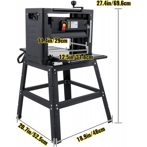  [아마존베스트]Mophorn Thickness Planer 12.5inch Thickness Planer Woodworking 15AMP Double Cutter Benchtop Thickness Planer 1500W with Free 1 Set Blade and Stand Heavy Duty Dust Exhaust for Woodw