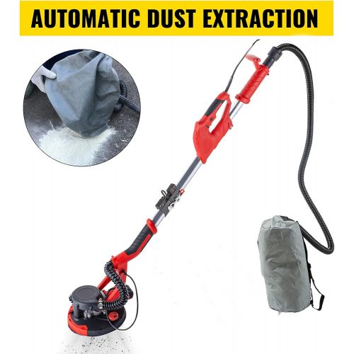  Mophorn Drywall Sander 850W Electric Drywall Sander Foldable Sheetrock Sander with Telescope Handle, Electric Sander Variable Speed 800-1750RPM, Wall Sander with LED Lights and Vac