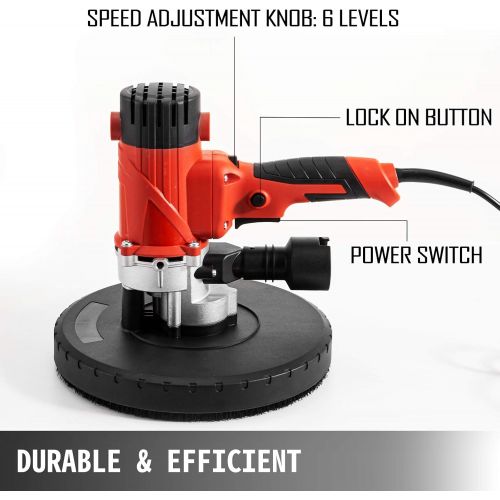  Mophorn Drywall Sander 1200W, Automatic Vacuum System Electric Drywall Sander,Variable Speed 1200-2500RPM, with a Carry Vacuum Bag,6 pcs Sanding Discs,Dust Collection System