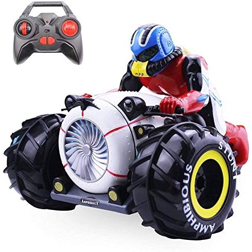  Mopoq 2.4G Remote Control 15KM/H Amphibious Motorcycle Rotating Tipping Bucket high-Speed Four-Wheel Drive Eight-Channel with Light Speed Off-Road Climbing Stunt Childrens Toy