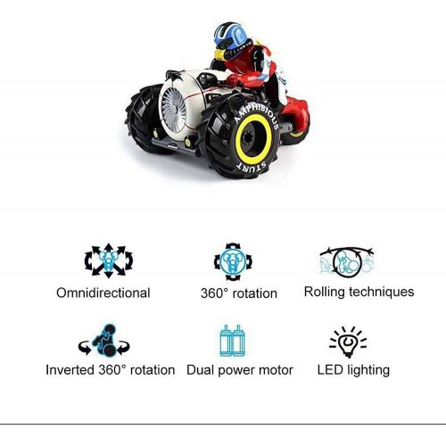  Mopoq 2.4G Remote Control 15KM/H Amphibious Motorcycle Rotating Tipping Bucket high-Speed Four-Wheel Drive Eight-Channel with Light Speed Off-Road Climbing Stunt Childrens Toy