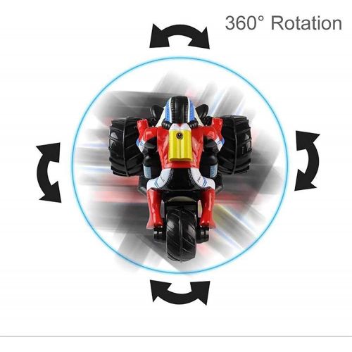  Mopoq 2.4G Remote Control 15KM/H Amphibious Motorcycle Rotating Tipping Bucket high-Speed Four-Wheel Drive Eight-Channel with Light Speed Off-Road Climbing Stunt Childrens Toy