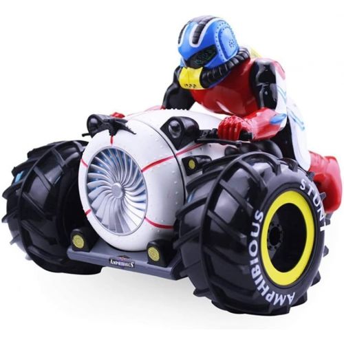  Mopoq 2.4G Remote Control 15KM/H Amphibious Motorcycle Rotating Tipping Bucket high-Speed Four-Wheel Drive Eight-Channel with Light Speed Off-Road Climbing Stunt Childrens Toy