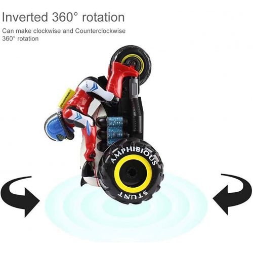  Mopoq 2.4G Remote Control 15KM/H Amphibious Motorcycle Rotating Tipping Bucket high-Speed Four-Wheel Drive Eight-Channel with Light Speed Off-Road Climbing Stunt Childrens Toy