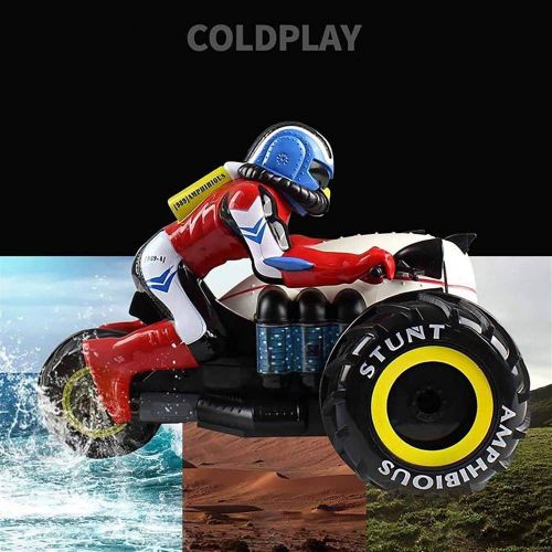  Mopoq 2.4G Remote Control 15KM/H Amphibious Motorcycle Rotating Tipping Bucket high-Speed Four-Wheel Drive Eight-Channel with Light Speed Off-Road Climbing Stunt Childrens Toy