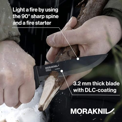  [아마존베스트]Morakniv Bushcraft Carbon Fixed Blade Knife with Carbon Steel Blade, Black, 0.125/4.3-Inch