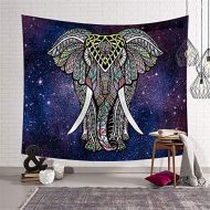 Marke: Morbuy Psychedelic Elefant Wandteppich, Morbuy Tapisserie Kreativ Design Motiv Wandbehang aus Polyster Wandtuch Tischdecke Meditation Yogamatte Strandtuch (Gross (150 x 200cm), Lila Sterne