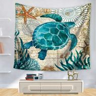 Marke: Morbuy Morbuy Ozeanhai Wandteppich Tapisserie Seepferdchen Design Motiv Wandbehang aus Polyster Wandtuch Tischdecke Meditation Strandtuch Yogamatte (Gross (150 x 200cm), Schildkroete)