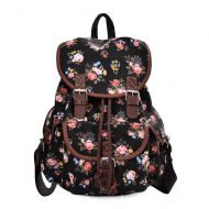 More Chic MoreChic Canvas Backpack Floral Printed Backpack School Bag for Teen Girls
