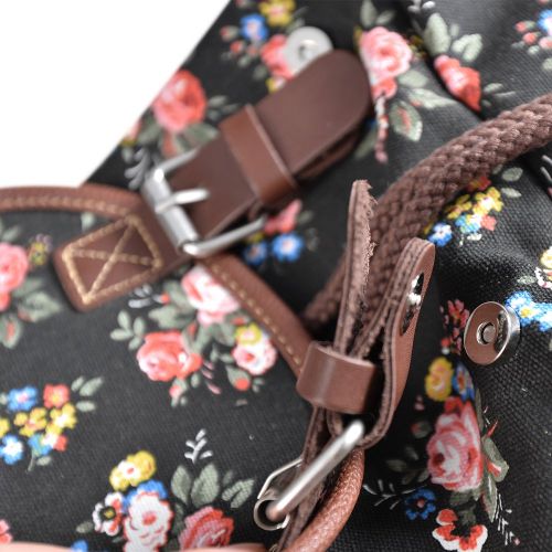  More Chic MoreChic Canvas Backpack Floral Printed Backpack School Bag for Teen Girls