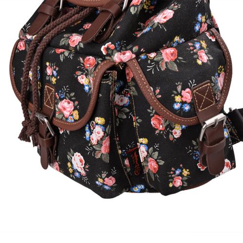  More Chic MoreChic Canvas Backpack Floral Printed Backpack School Bag for Teen Girls