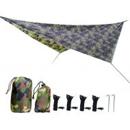 Camping Tarp, MoreChioce Foldable Portable Rain Cover 355cmx280cm Lightweight Waterproof Hammock Tarp, All Weather for Outdoor, Camping and Hiking Gear, Green