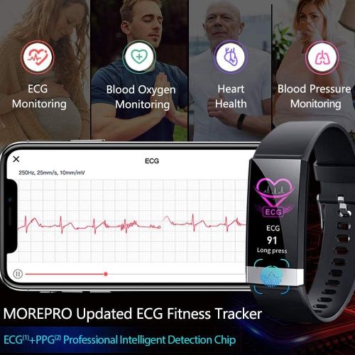  MorePro SpO2 Blood Oxygen Blood Pressure Heart Rate Monitor Waterproof Activity & Fitness Tracker Smart Watch with HRV Health Sleep Monitor Tracker for Android iOS Women Men