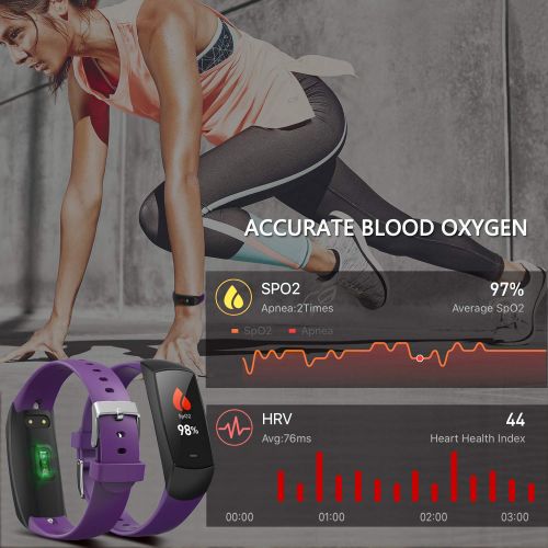  MorePro HRV Fitness Tracker with Heart Rate Blood Oxygen Saturation Monitor SpO2, Waterproof Color Screen Activity Health Trackers with Sleep Tracking Calorie Step Counter Pedomete