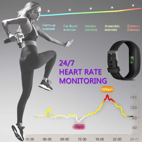  MorePro Fitness Tracker HR Waterproof Activity Tracker Watch with Heart Rate Blood Pressure Monitor, Color Screen Smart Wristband Pedometer, Sleep Tracking Calorie Counter